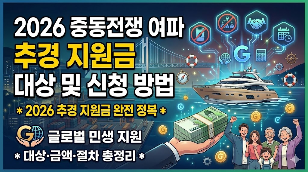 2026 중동전쟁 여파 추경 지원금 대상 및 신청 방법 (최대 60만원)